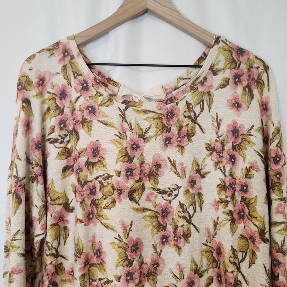 Disney X LC Lauren Conrad Women's Floral Top Size L Pink Cherry Blossom FLAWS - Picture 2 of 11